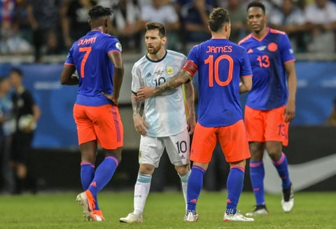 Lionel Messi en partido Colombia vs Argentina de la Copa América