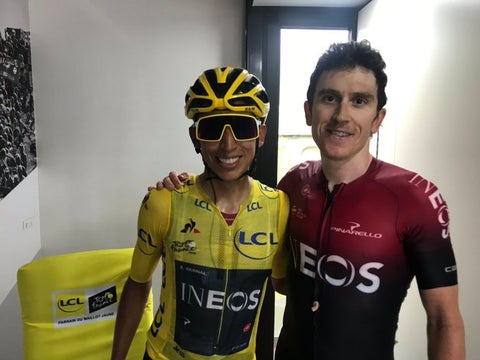 Egan Bernal y Geraint Thomas, integrantes del Ines campeones del Tour de Francia 2019 y 2018, respectivamente