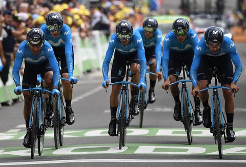 El Movistar Tem, tras la crono por equipos en el Tour de Francia 2019