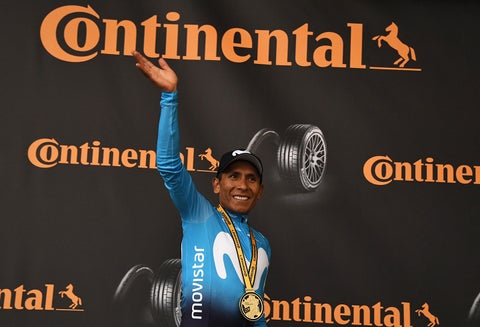 Nairo Quintana, ciclista colombiano al servicio del Movistar Team, luego de ganar la etapa 18 del Tour de Francia