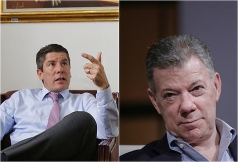 Ricardo Ferro, congresista uribista. Y a su lado, el expresidente Juan Manuel Santos