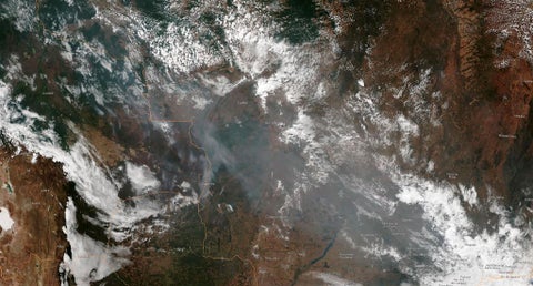 Vista espacial de la zona de los incendios en el Amazonas