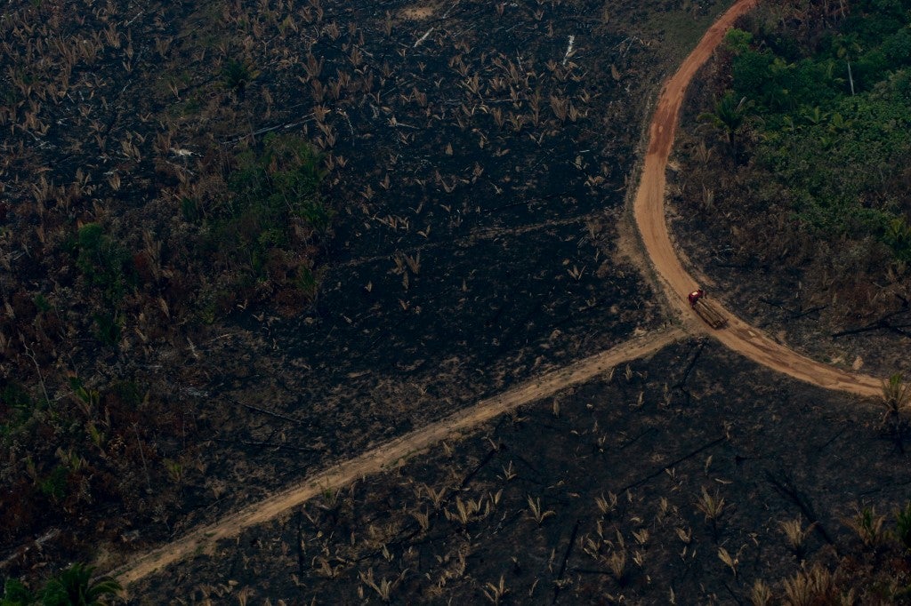 Vista aérea de los incendios en la Amazonía