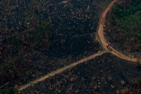 Vista aérea de los incendios en la Amazonía