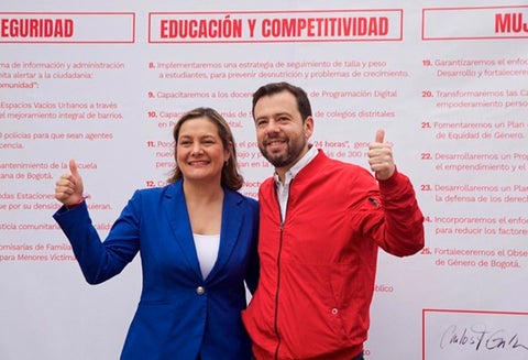 Ángela Garzón y Carlos Fernando Galán anunciando alianza de cara a la Alcaldía de Bogotá