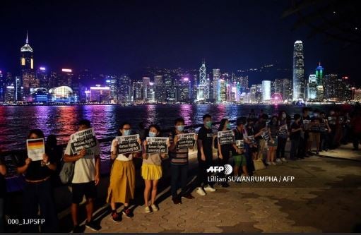 Cadena humana en Hong Kong