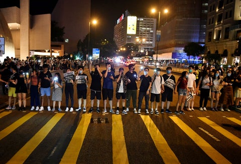 Cadena humana en Hong Kong