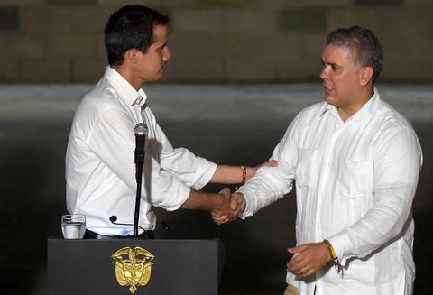 Juan Guaidó e Iván Duque, el 22 de febrero de 2019 en Cúcuta