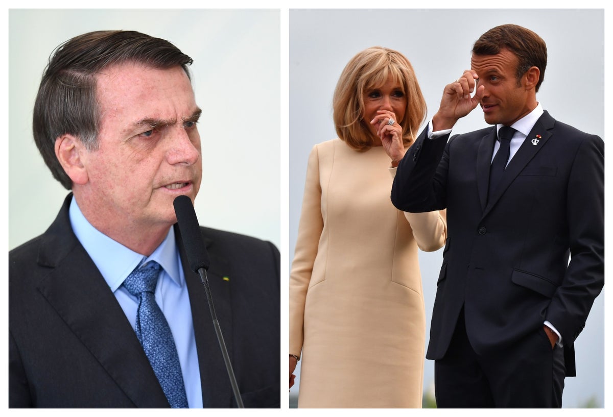 Jair Bolsonaro, Brigitte Macron y el presidente Macron