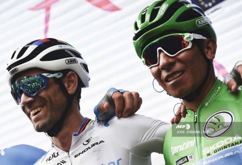 Alejandro Valverde y Nairo Quintana en la Vuelta a España 2019.