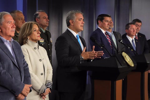 El presidente Iván Duque (cen) se reunió con el fiscal de EE.UU., Zachary Terwilliger.
