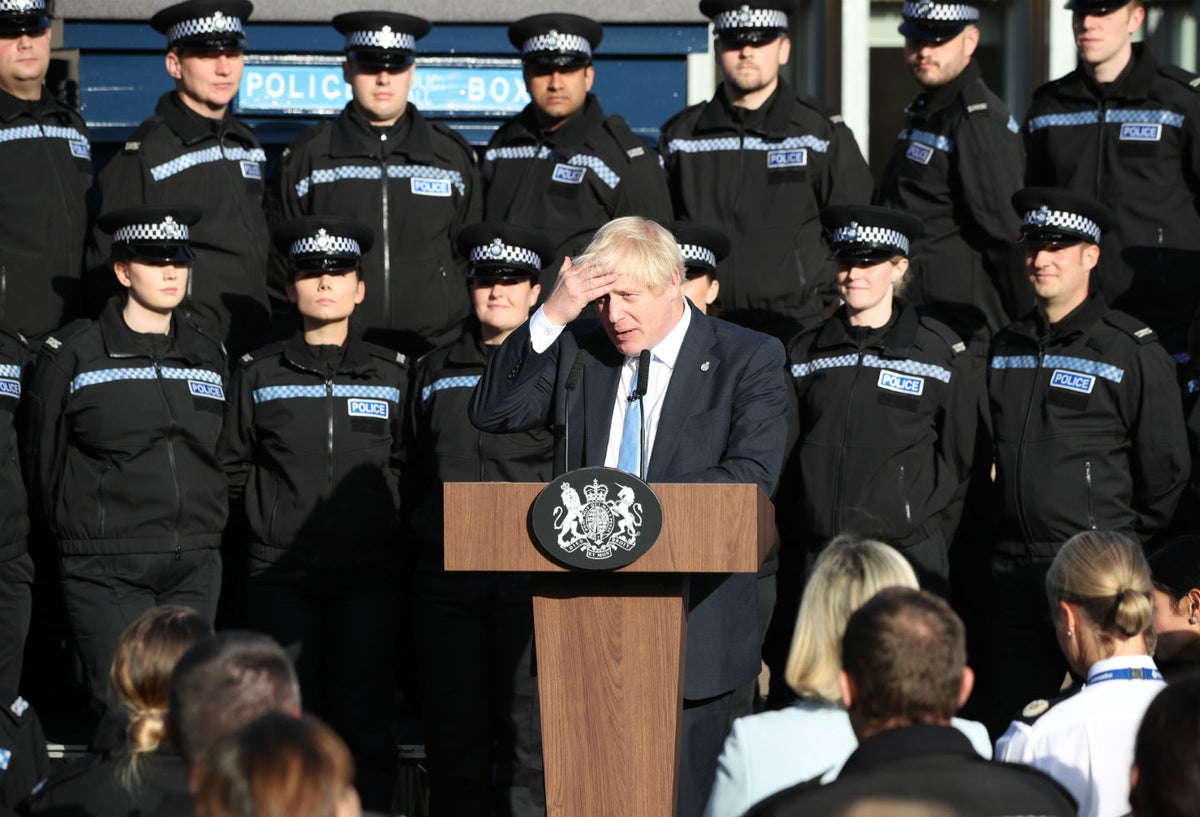 Boris Johnson en discurso en una academia de policía en Yorkshire