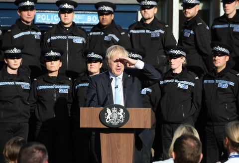 Boris Johnson en discurso en una academia de policía en Yorkshire