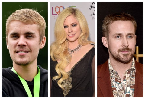Justin Bieber, Avril Lavigne y Ryan Gosling