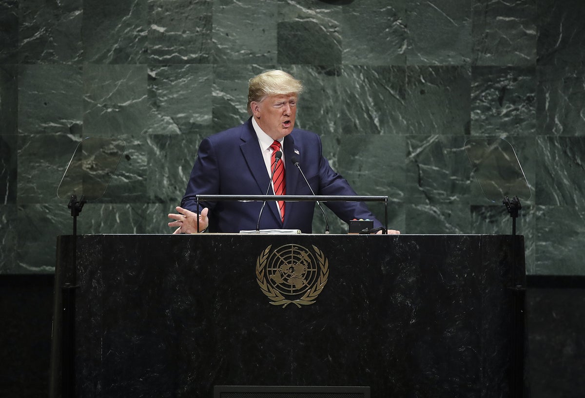 Donald Trump, presidente de Estados Unidos, en la Asamblea General de la ONU, en Nueva York (Estados Unidos)