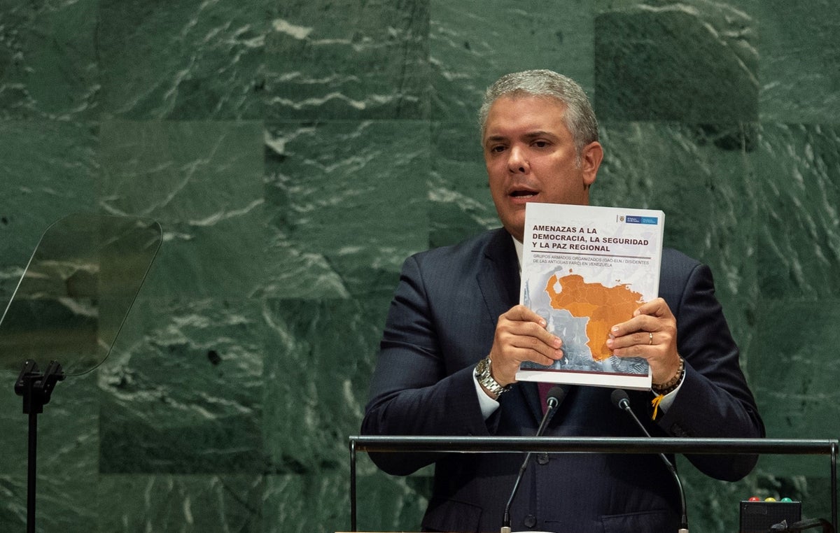 Presidente Iván Duque presentado el 'dossier' con las pruebas contra Maduro, en la ONU.