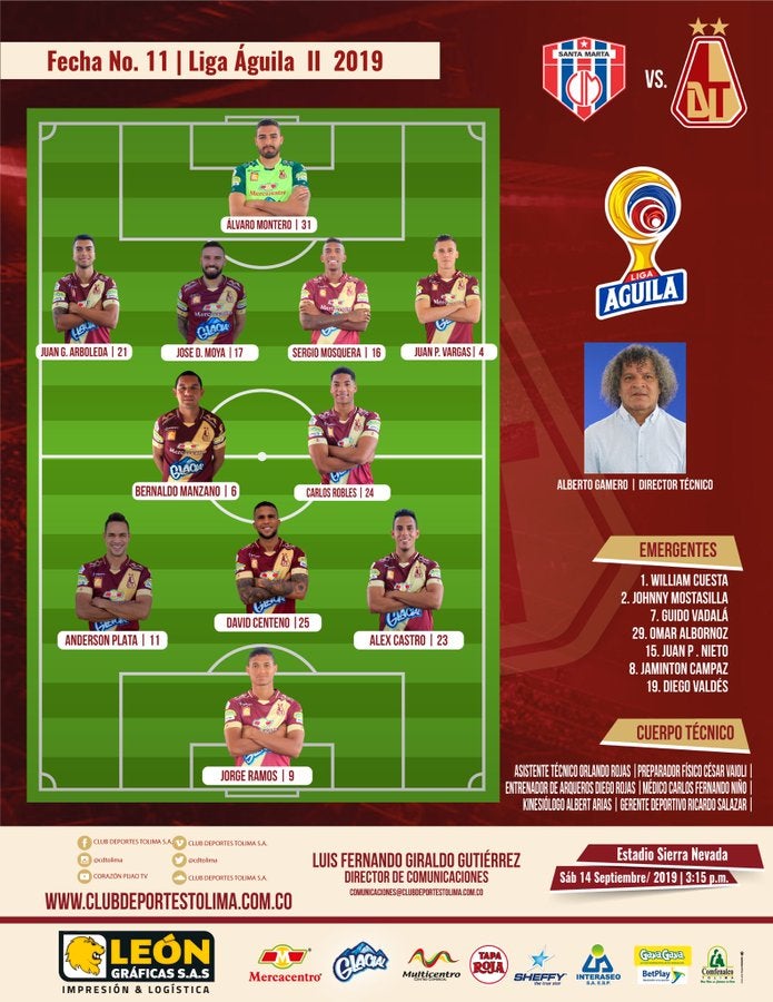 Alineación Deportes Tolima