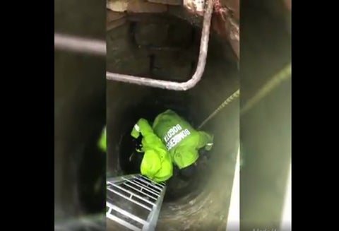 Rescate de perro en alcantarilla