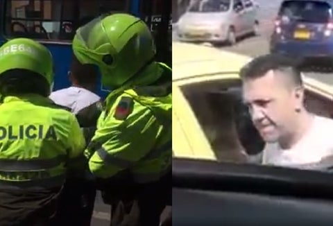 Taxista golpea conn un palo bus del SITP