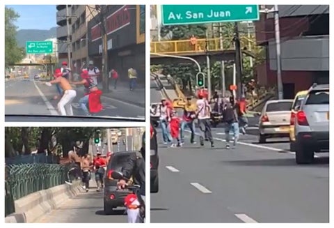 Enfrentamiento hinchas en Medellín