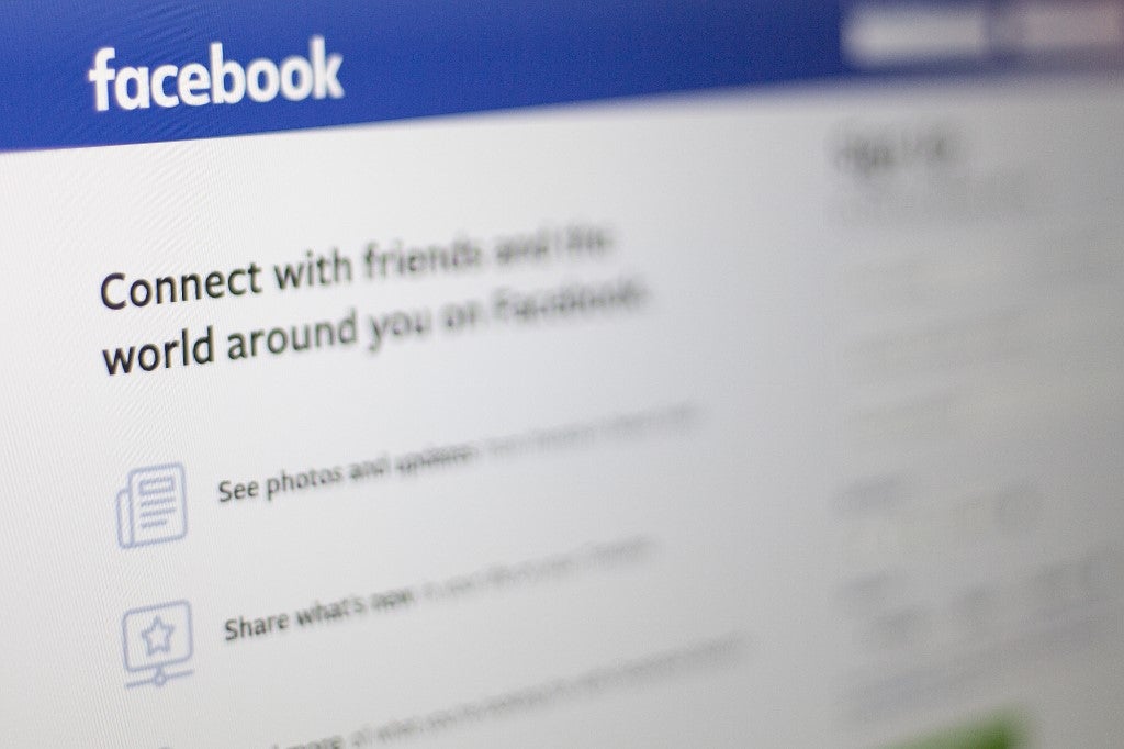 Pantalla de inicio de Facebook