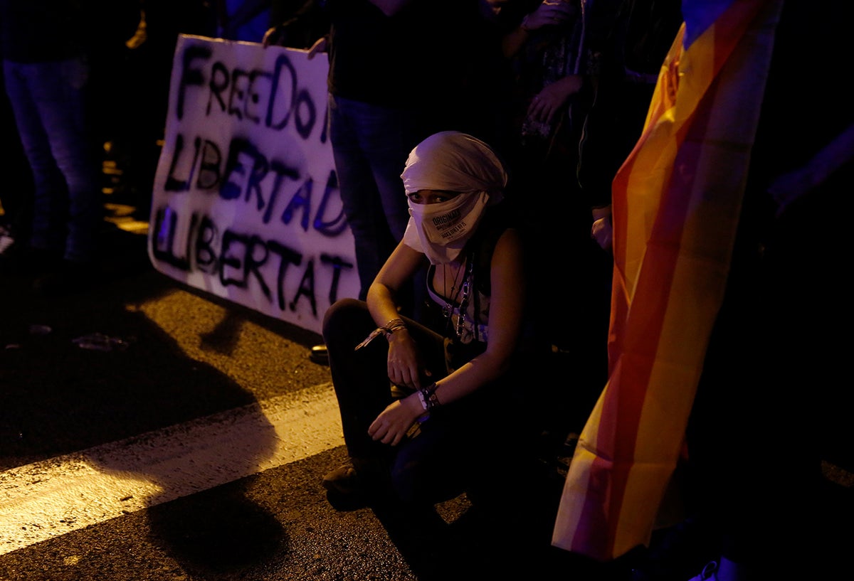 Una manifestante en Barcelona (España)