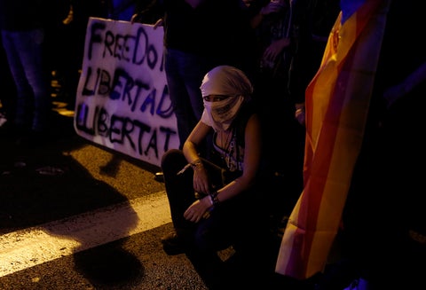 Una manifestante en Barcelona (España)