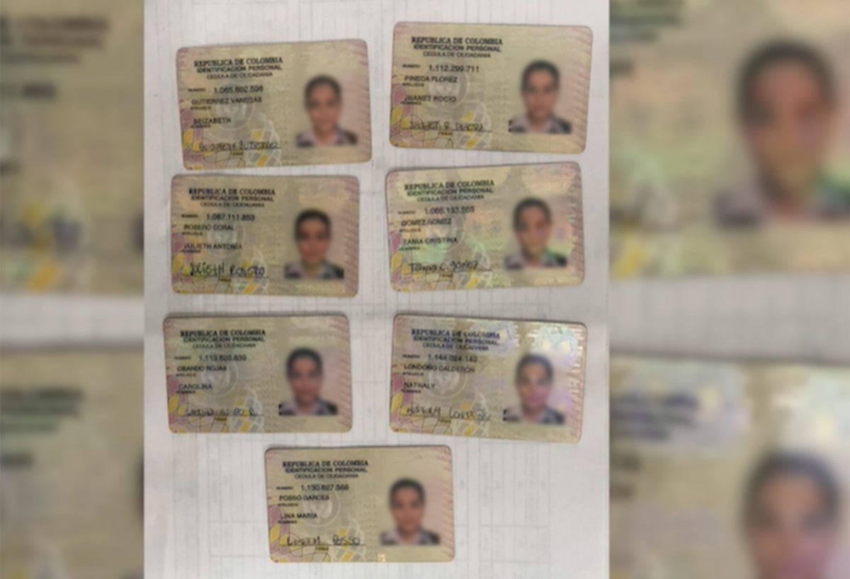 Las cédulas con la misma foto halladas por Migración Colombia
