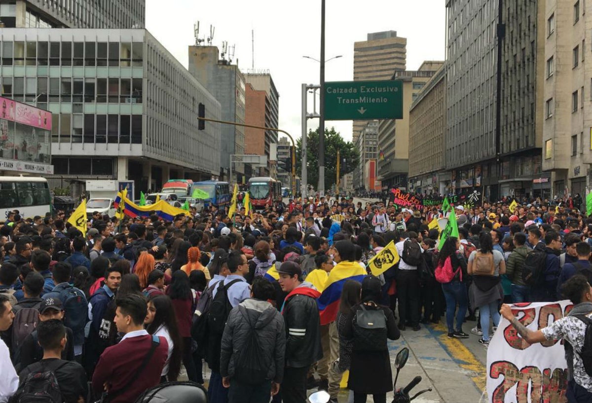 Marcha de estudiantes del SENA en Bogotá