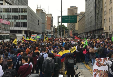 Marcha de estudiantes del SENA en Bogotá
