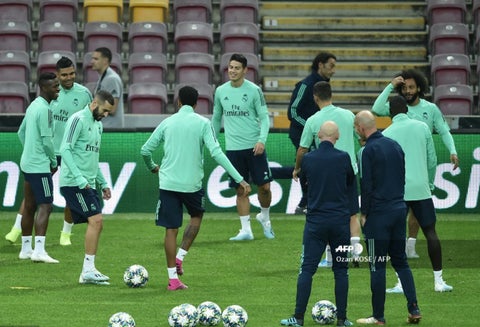 James Rodríguez en entrenamiento del Real Madrid