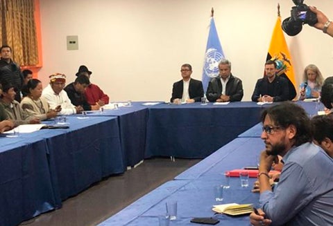 El gobierno de Lenín Moreno y los indígenas debatiendo en Quito