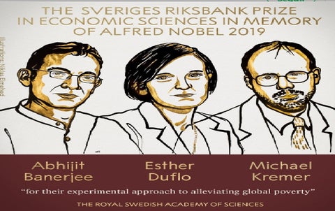 Su trabajo conjunto para aliviar la pobreza del mundo les valió el premio