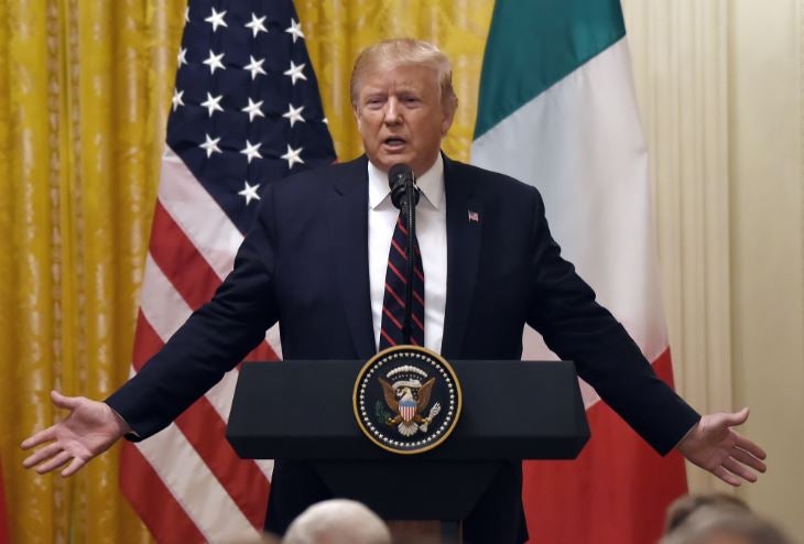 Presidente Trump en rueda de prensa con su homologo de Italia