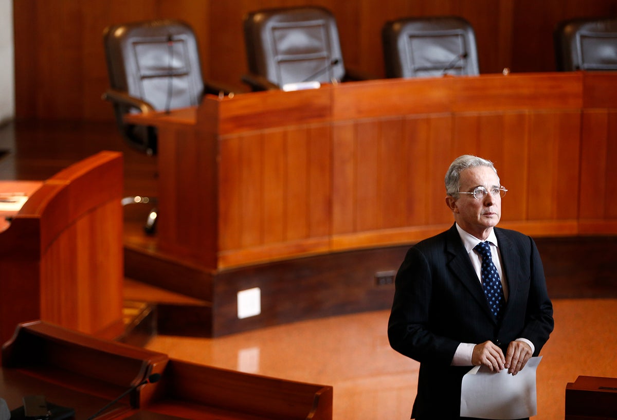 El expresidente Álvaro Uribe, el 29 de julio de 2016 en la Corte