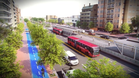 Proyección de cómo quedará el Transmilenio por la Avenida 68.