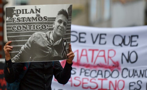 Homenaje al joven Dilan Cruz, muerto en Bogotá
