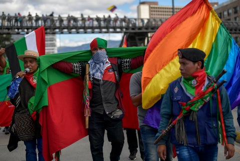 La guardia indígena participó en las marchas del paro nacional, de este 4 de diciembre.