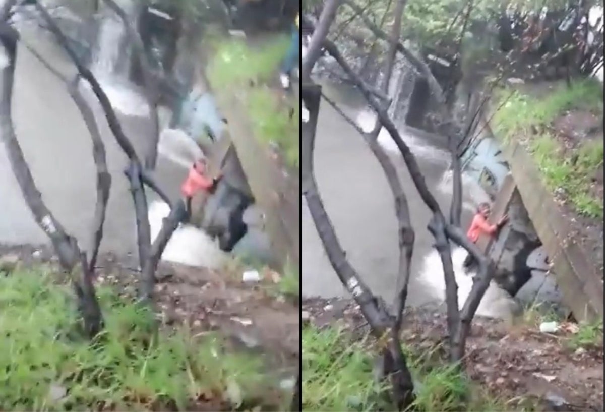 Habitante de calle arrastrado por luvias