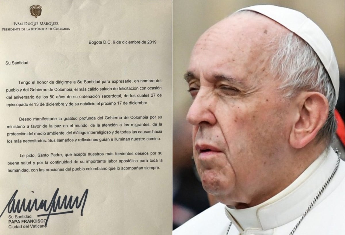 Carta de Iván Duque al papa Francisco