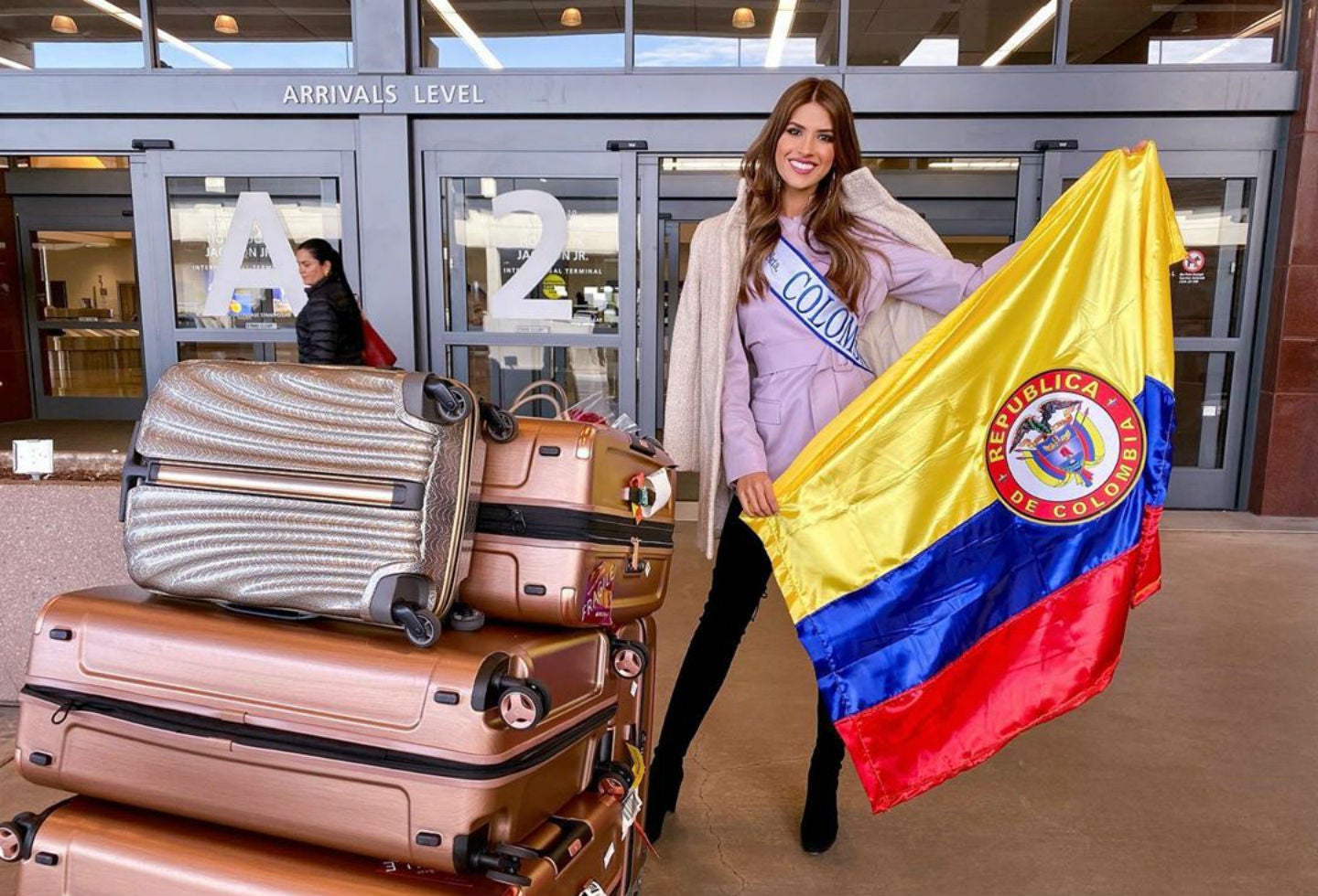 Gabriela Tafur llegando a Miss Universo