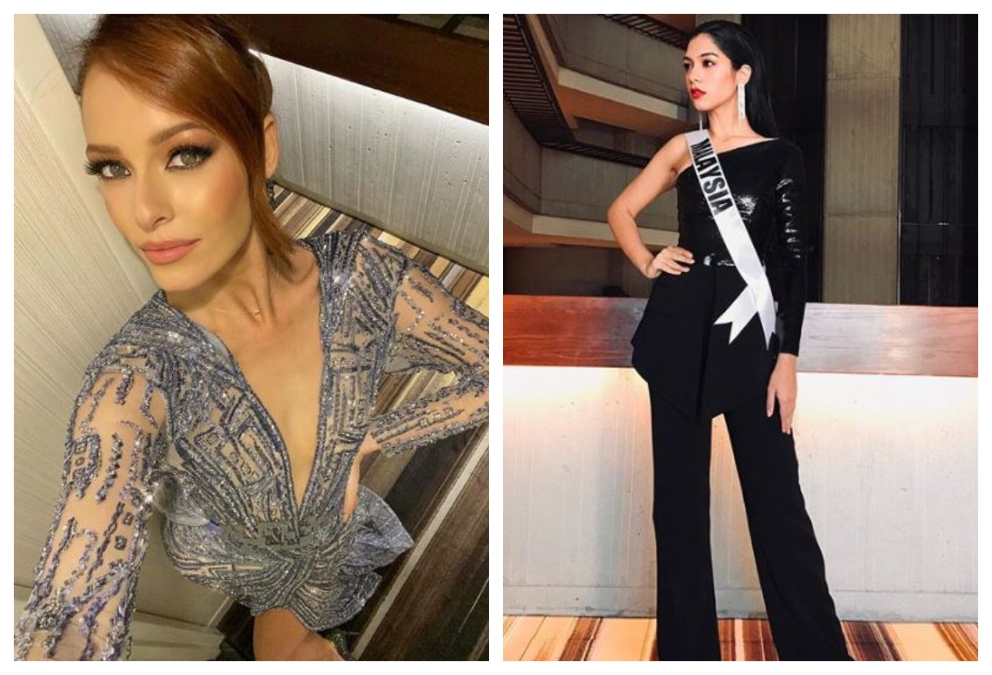 Miss Francia y Miss Malasia en Miss Universo 2019