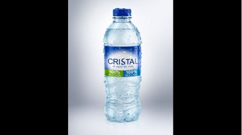 Nueva botella de agua Cristal, 100% reciclada, 100% reciclable.