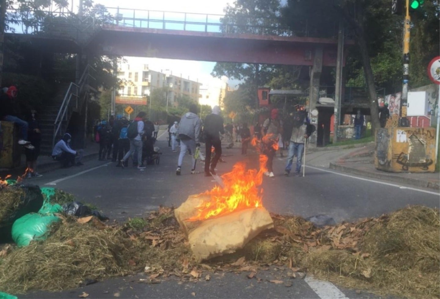 Encapuchados queman pasto en la Circunvalar