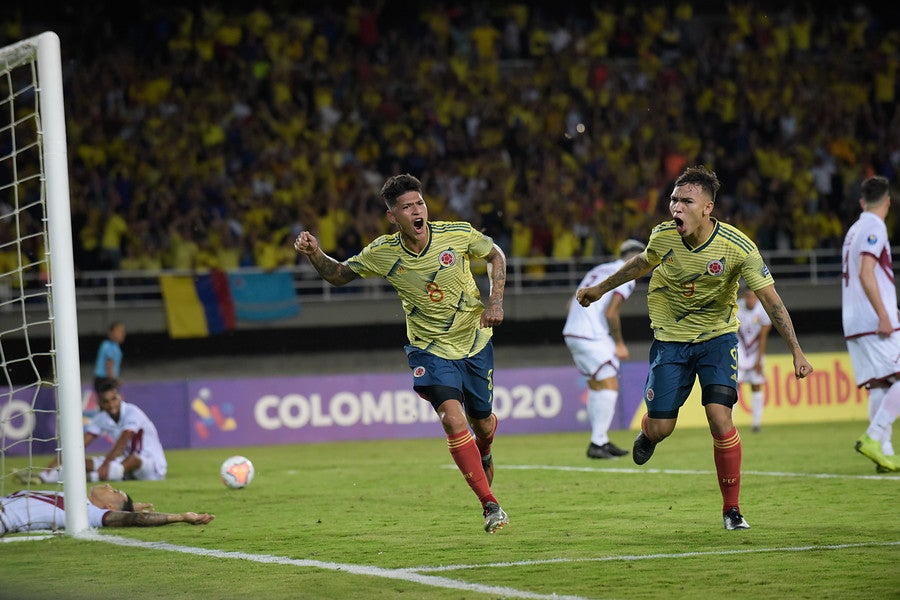 Jorge Carrascal celebra el gol contra Venezuela