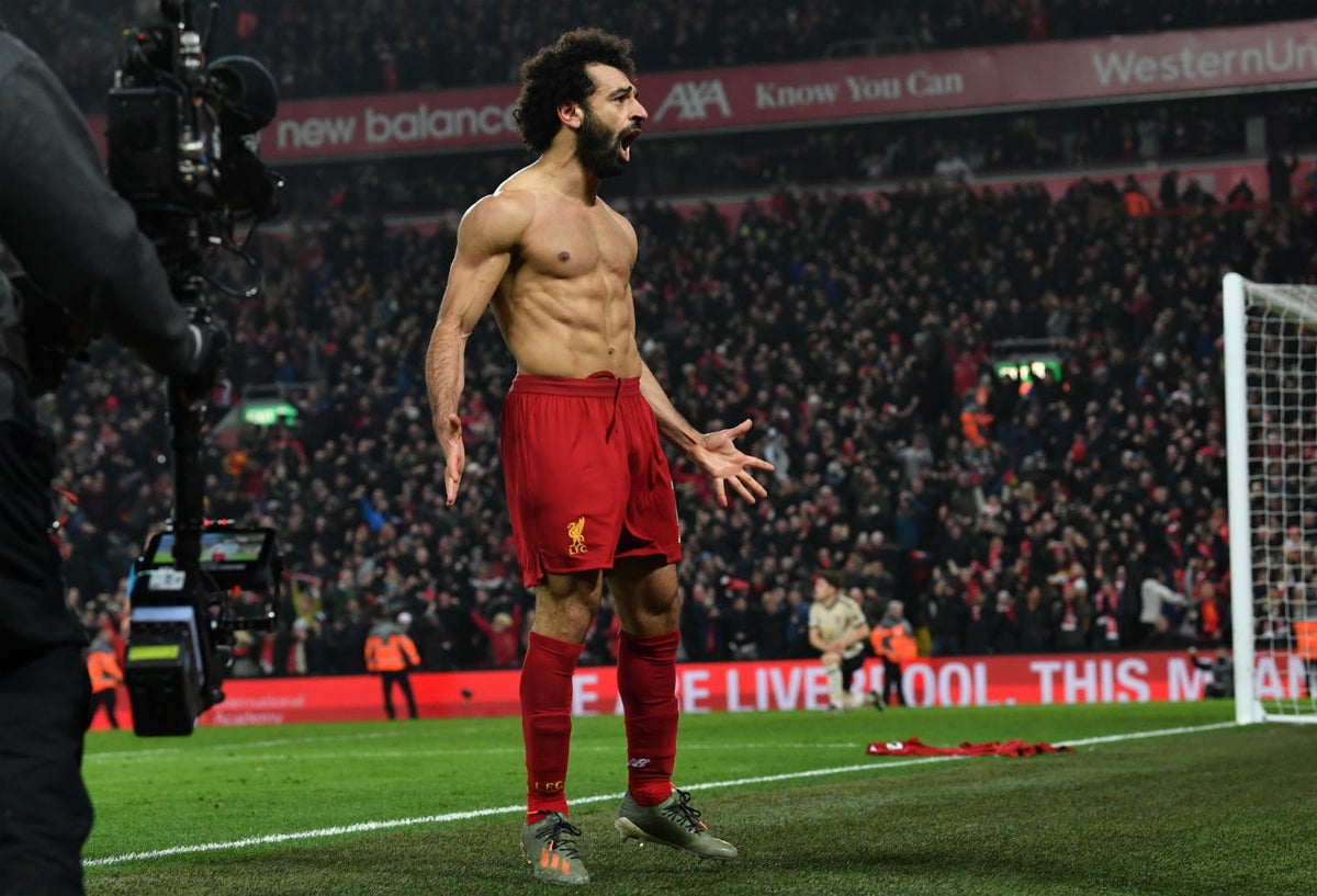 Mohamed Salah celebra gol de Liverpool ante Manchester United