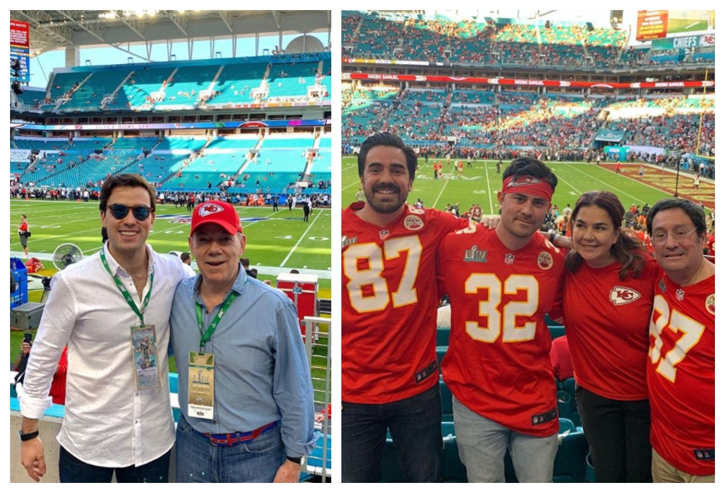 Juan Manuel Santos y Pacho Santos en Super Bowl