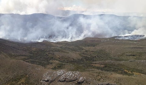 Incendio forestal en el páramo de Sumapaz