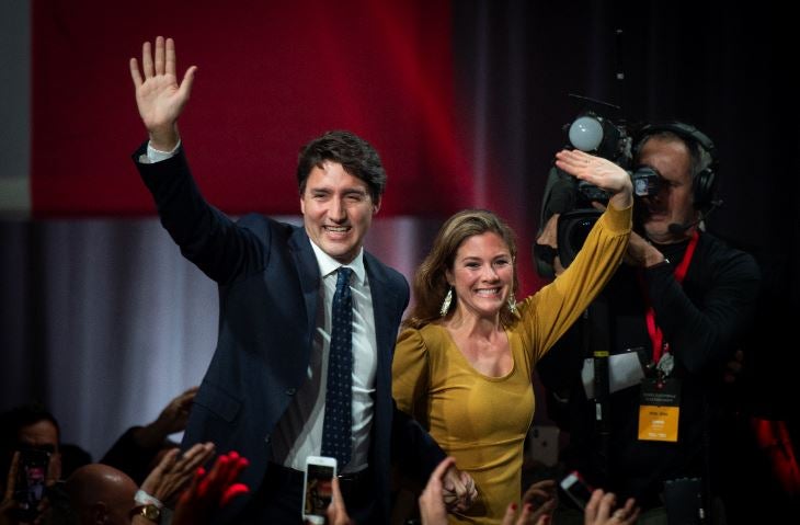Primer ministro de Canadá, Justin Trudeau, junto a su esposa, Sophie Grégoire