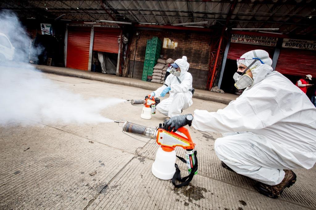 Desinfección de Corabastos, en Bogotá, por coronavirus.